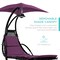 Best Choice Products Hanging LED-Lit Curved Chaise Lounge Chair for Backyard, Patio w/ Pillow, Canopy, Stand